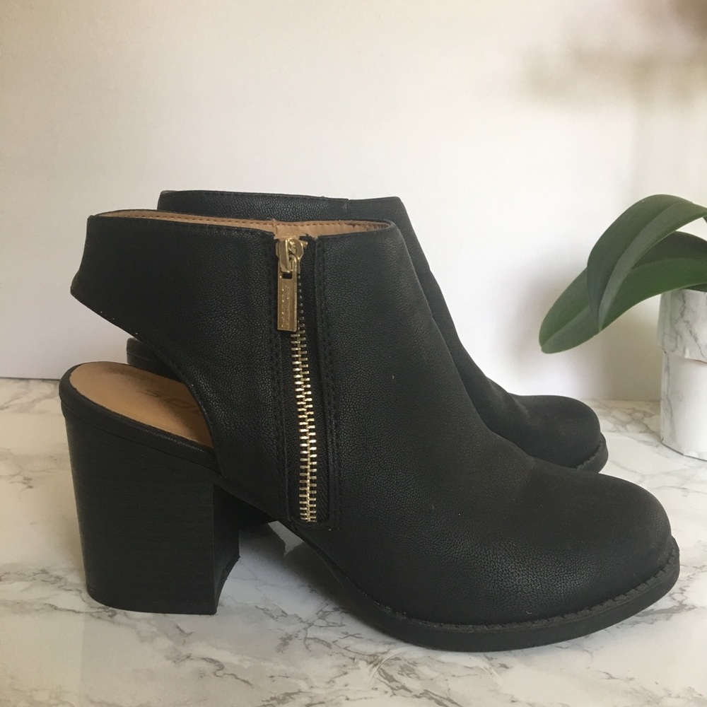 Black cutout booties